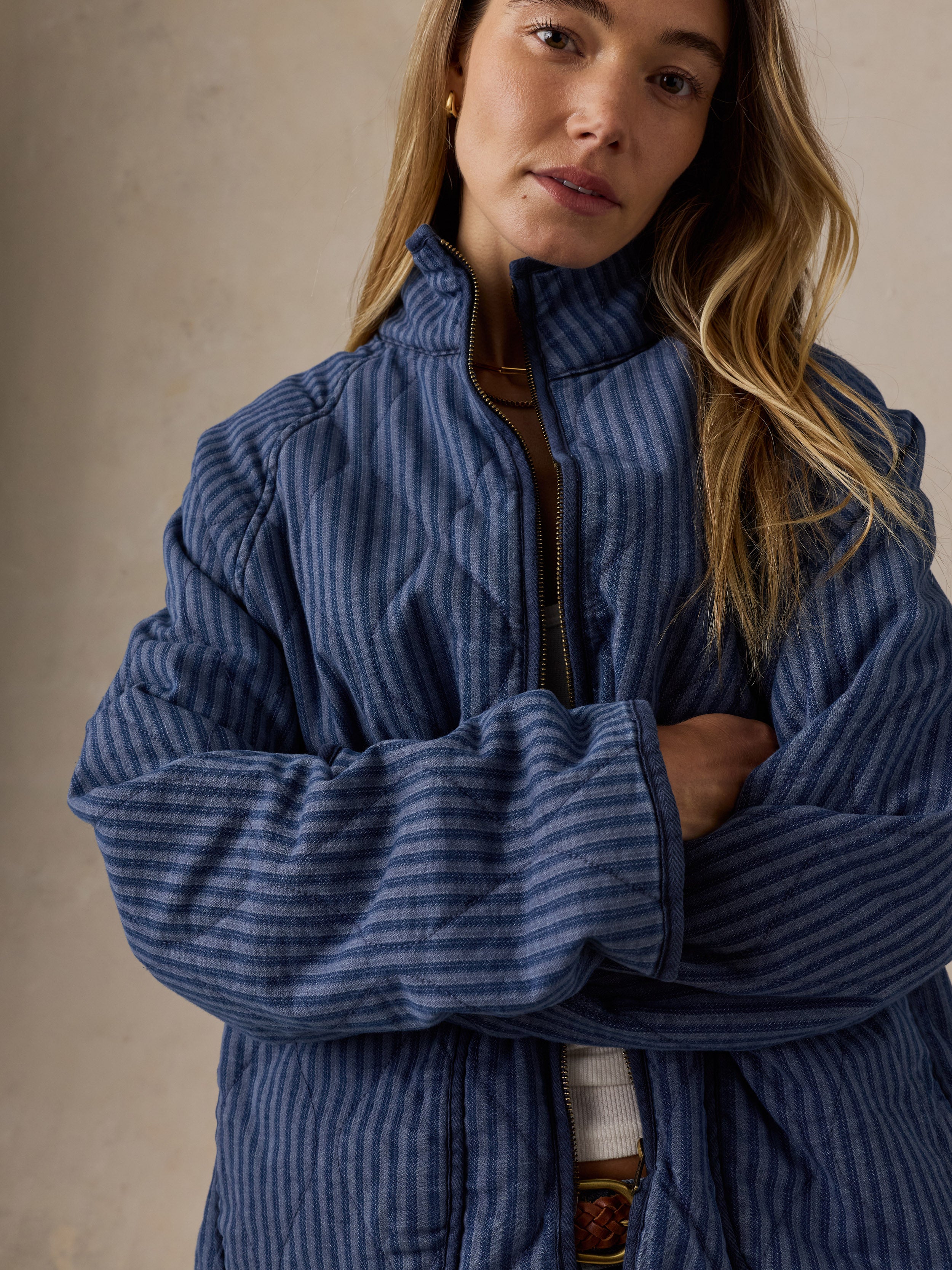 Topsail Quilted Jacket - Riverline Stripe