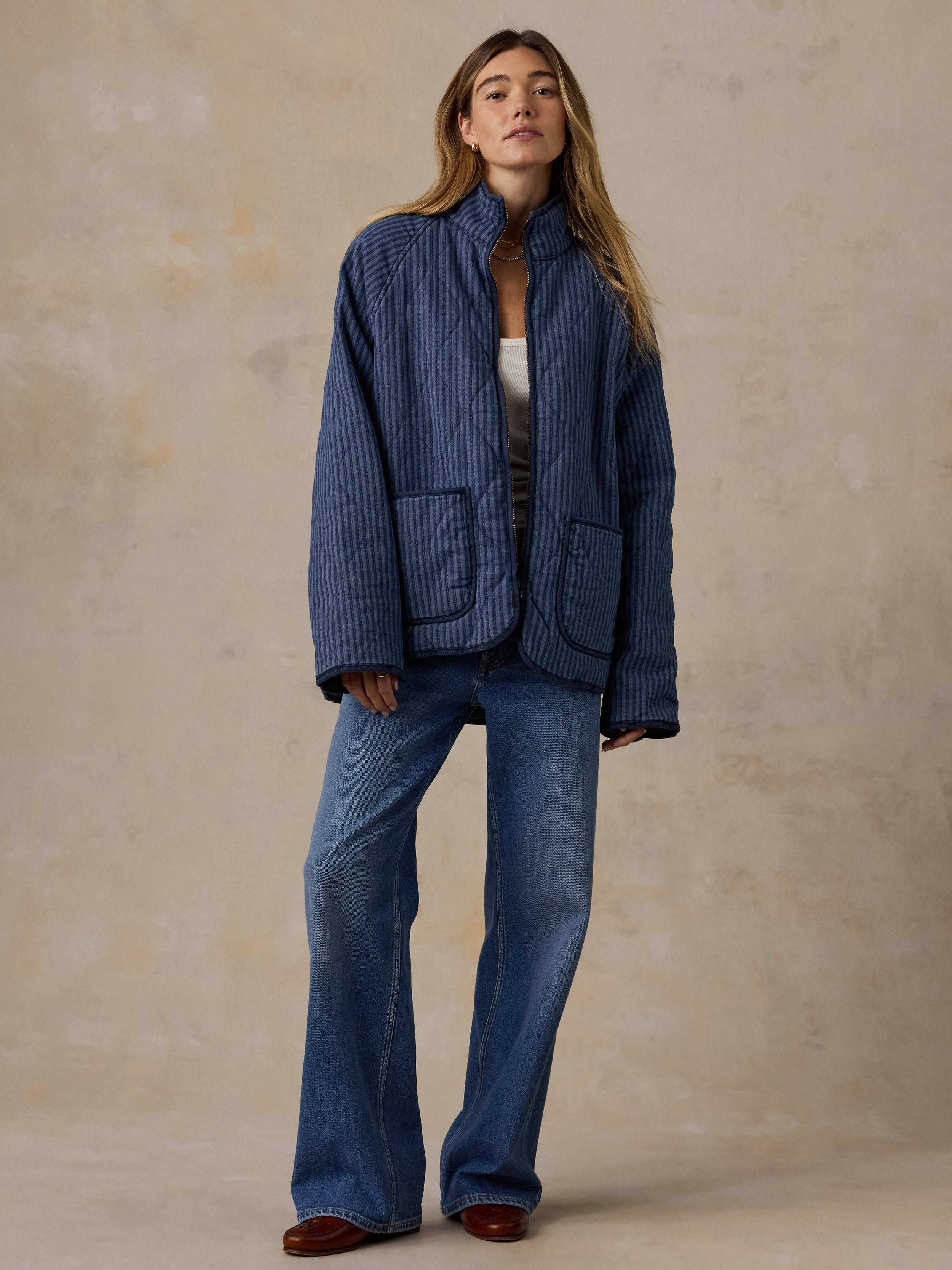 Topsail Quilted Jacket - Riverline Stripe