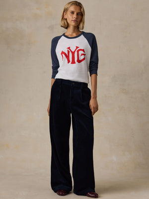 NY Giants Sunwashed Organic Raglan Long-Sleeve - Blue Nights