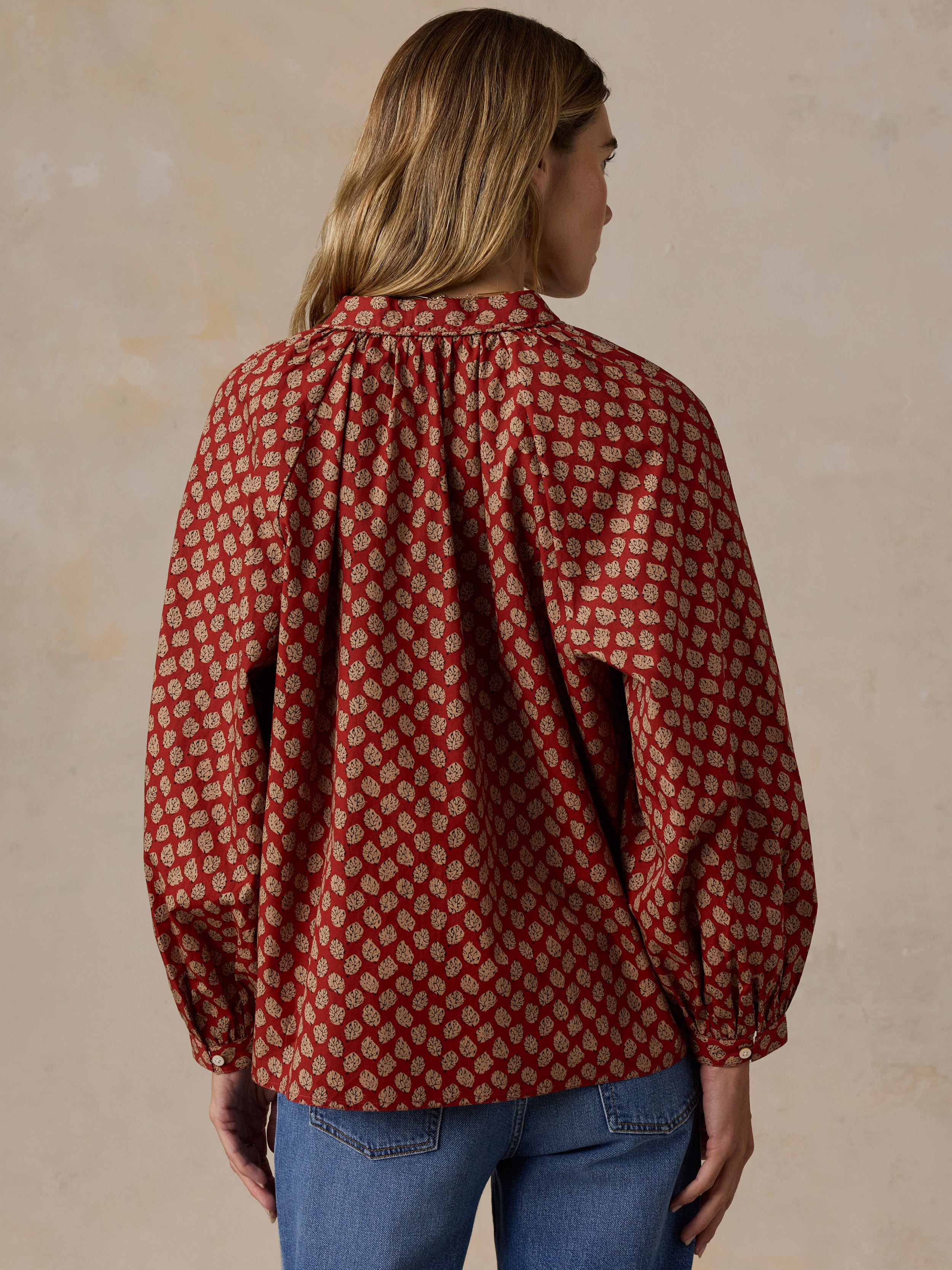 Coastal Poplin Eleanor Top - Autumn Petals