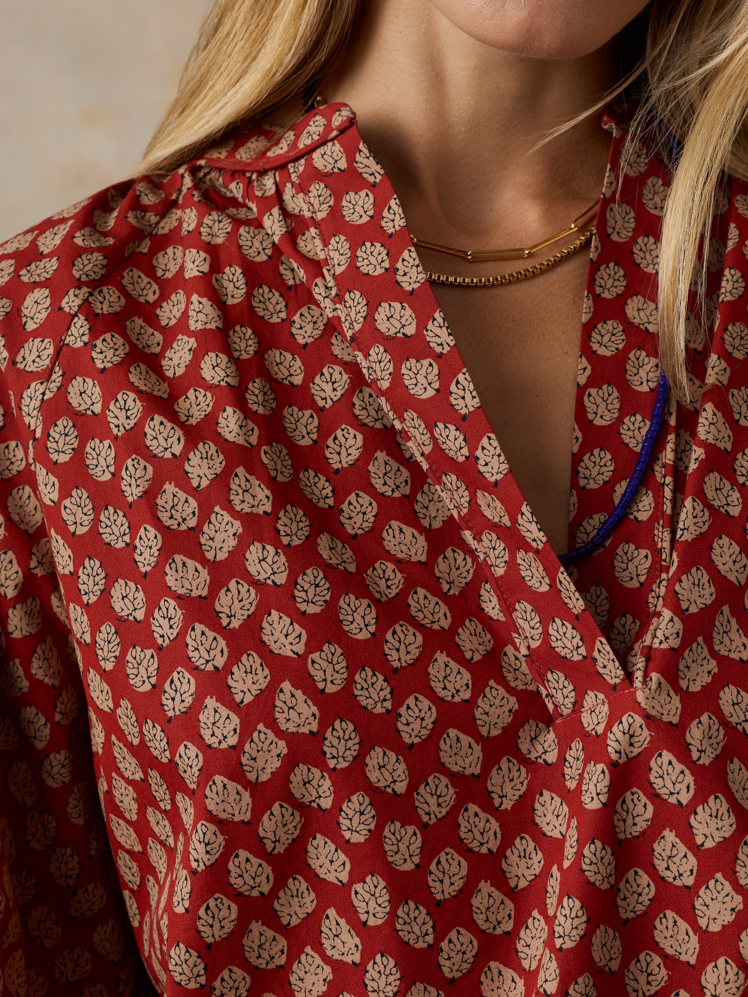 Coastal Poplin Eleanor Top - Autumn Petals