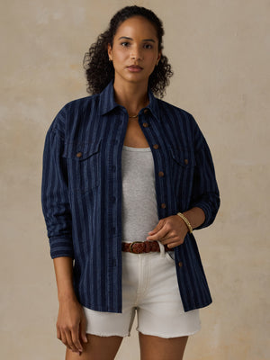 Cotton Hemp Overshirt - Indigo Wharf Stripe
