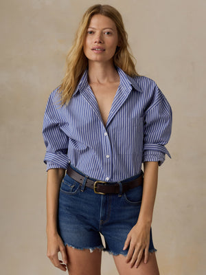 Coastal Poplin Relaxed Shirt - Deepwater Stripe