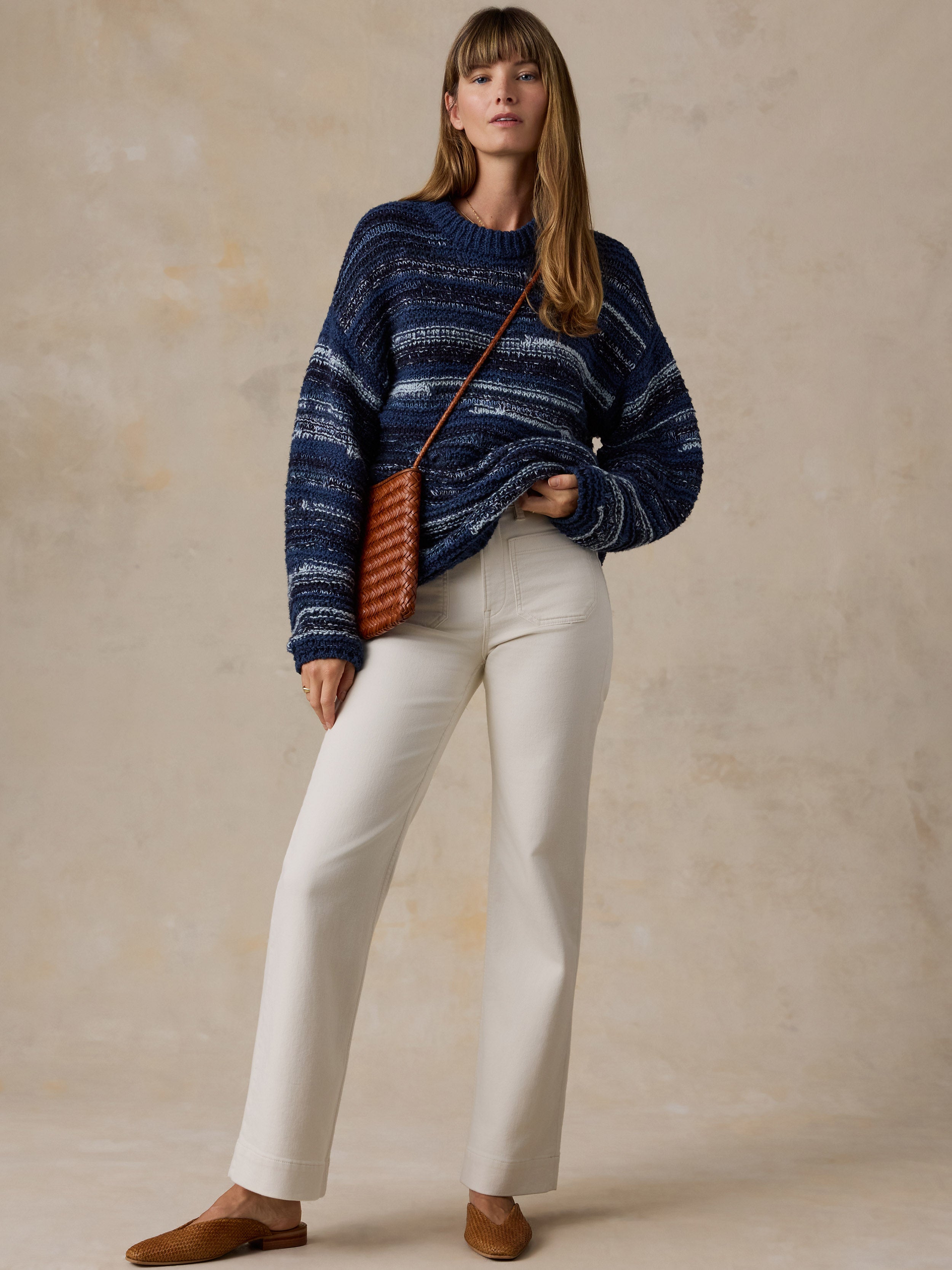 Cliffwalk Crewneck Sweater - Indigo Blue Lines