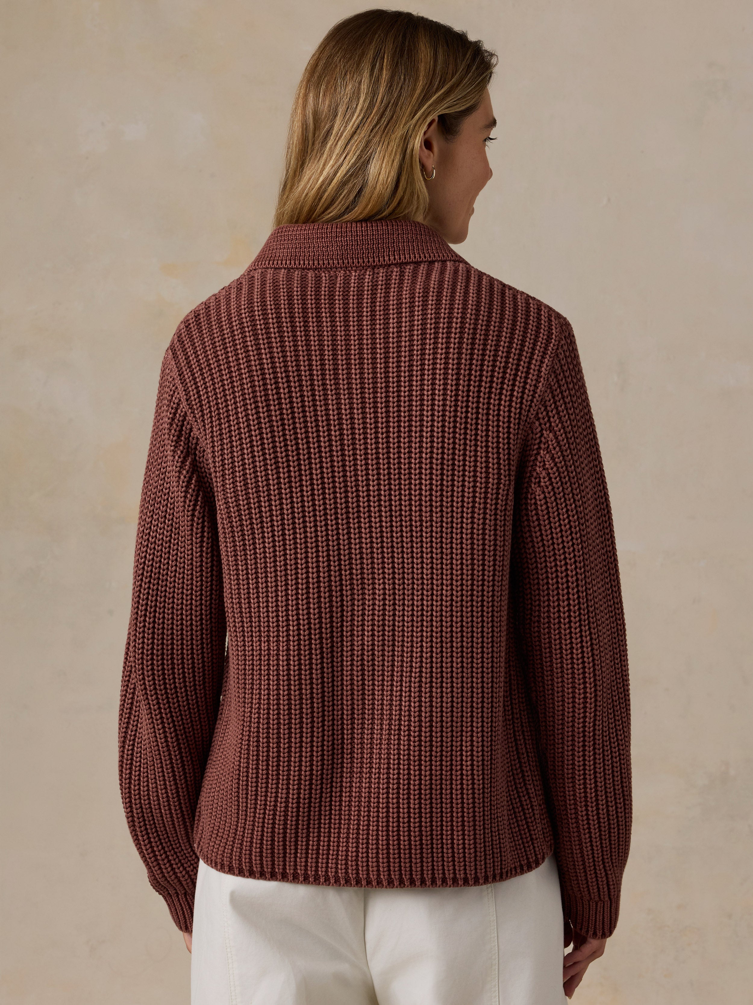 Sunwashed Cotton Lodge Cardigan - Sunwashed Redwood