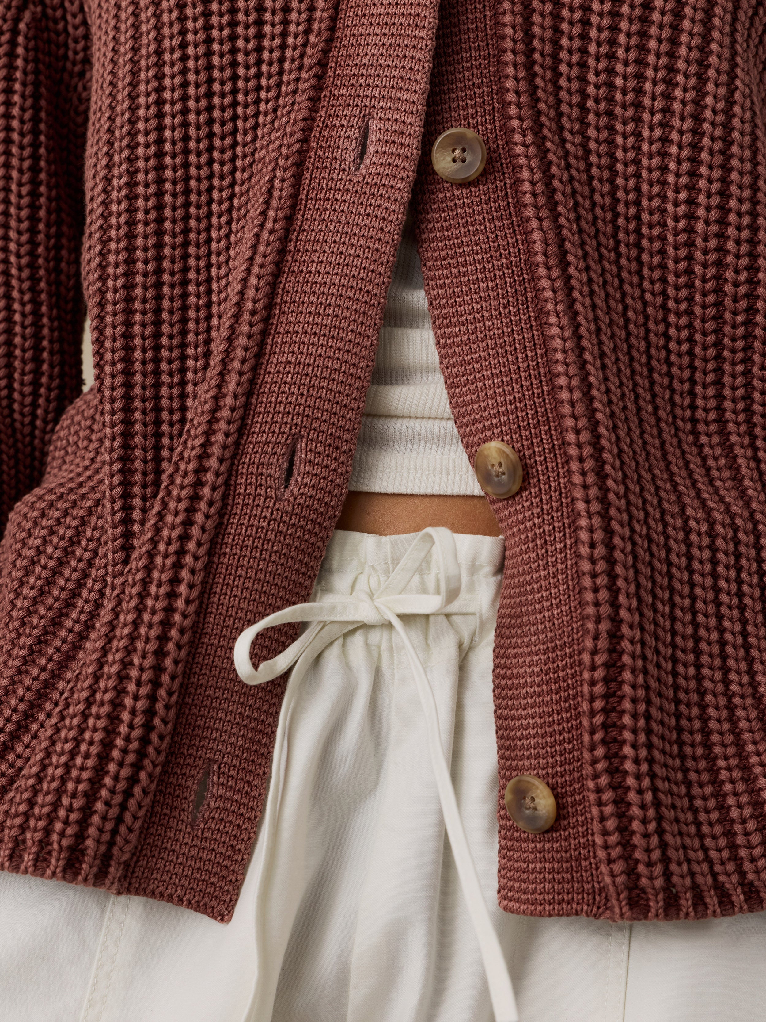 Sunwashed Cotton Lodge Cardigan - Sunwashed Redwood