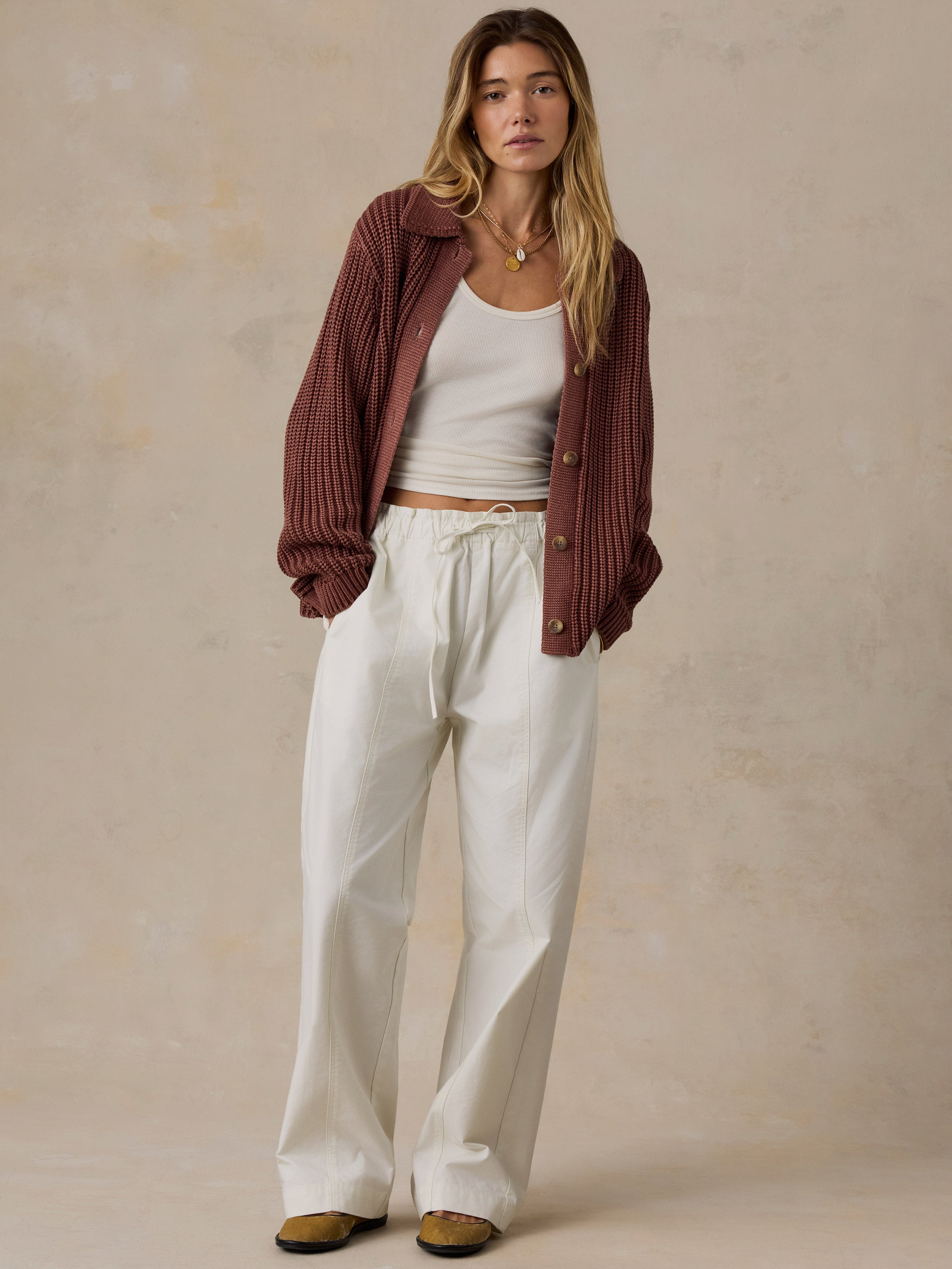 Sunwashed Cotton Lodge Cardigan - Sunwashed Redwood