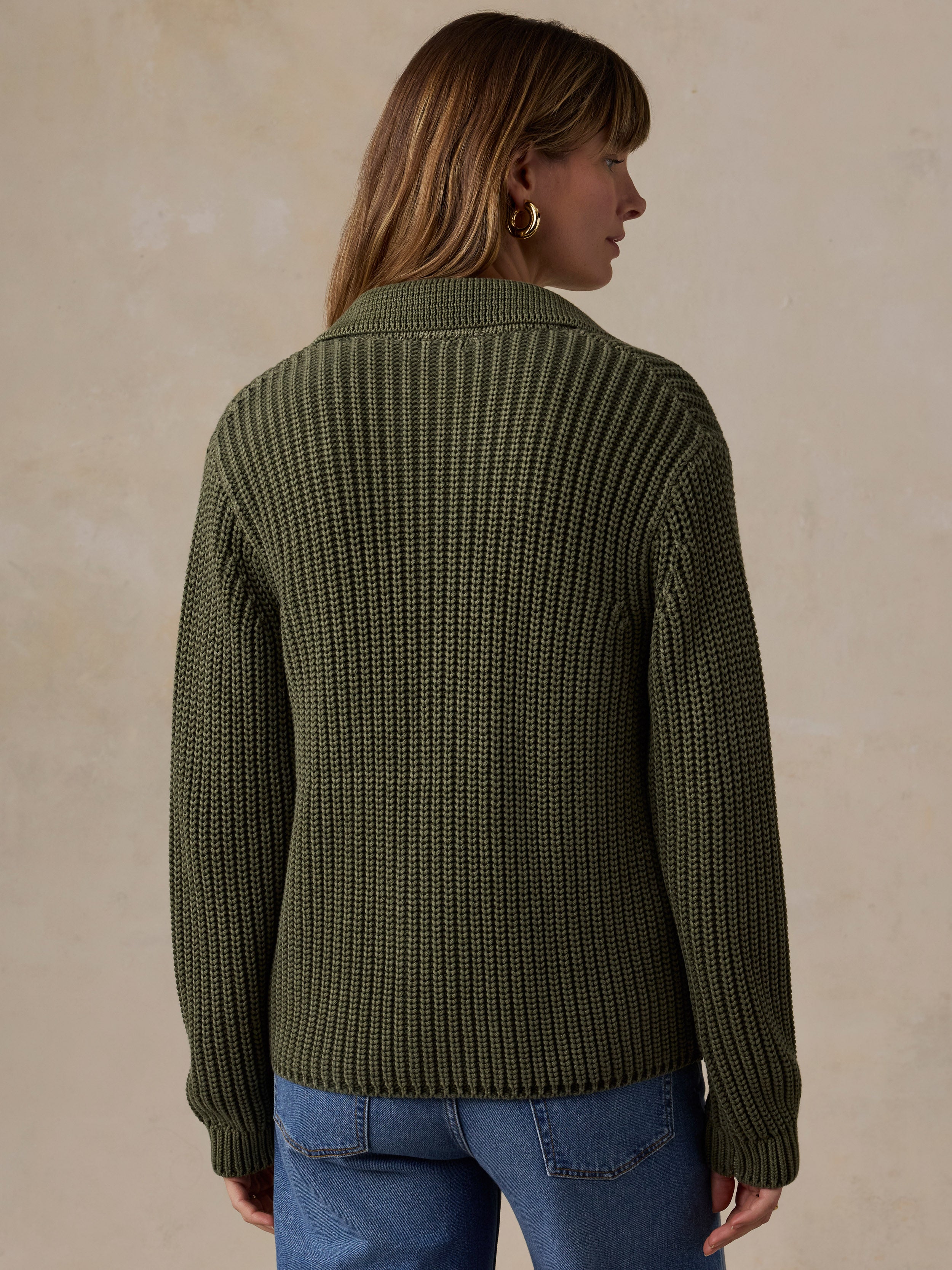 Sunwashed Cotton Lodge Cardigan - Sunwashed Olive