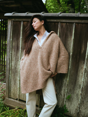 Apres Alpaca Sweater Poncho - Driftwood Heather