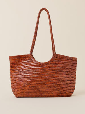 Woven Leather Tote - Tan